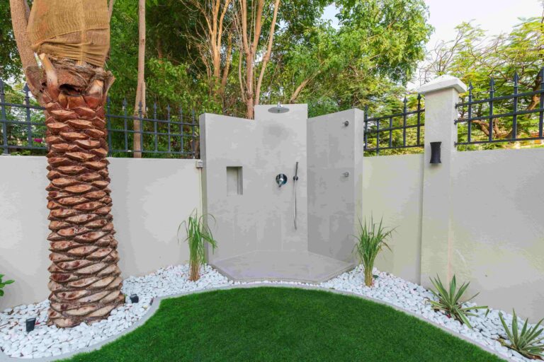Shower area construction the villa